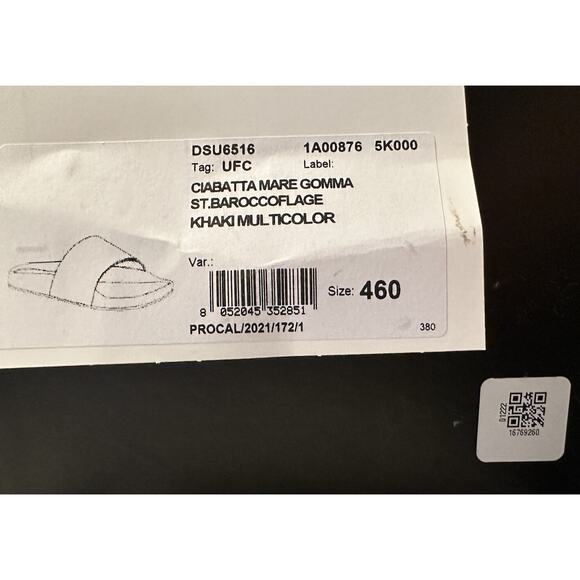 Versace Baroccoflage Slides Sandals Khaki 13 US (46 Euro) IT DSU6516 NIB $395 - Picture 11 of 11